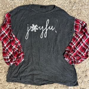Women’s medium plaid Christmas top shirt
